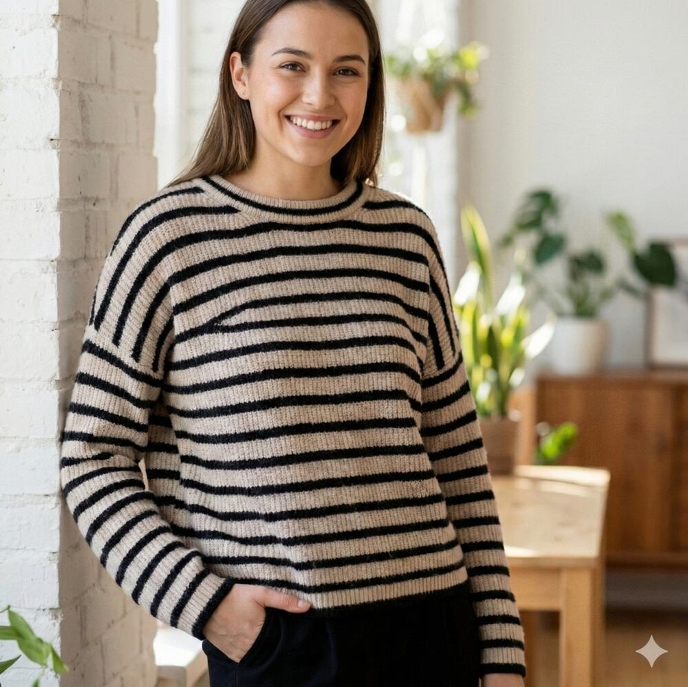 Whistles London Striped Wool Blend Knit Sweater, Women's Size Small